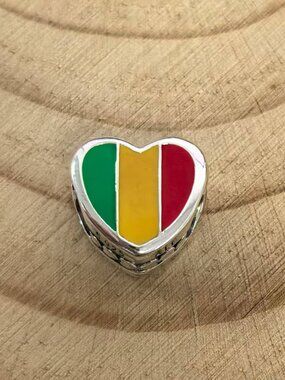 Pandora Mali Flag Exclusive Travel Heart Charm Pendant, S925 Silver Jewelry